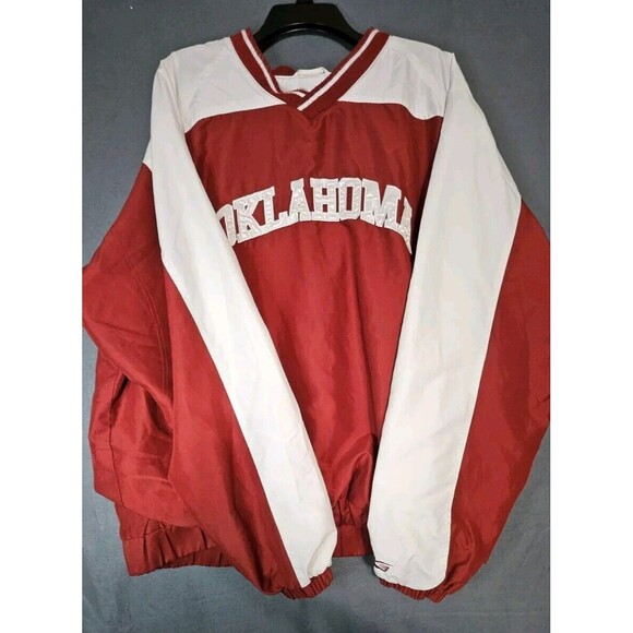 VTG Oklahoma Sooners Windbreaker Jacket Red Sz XXL 58 Sports Blanket Lined NCAA - Picture 2 of 7